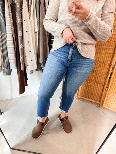 Taya Frayed Hem Cropped Denim