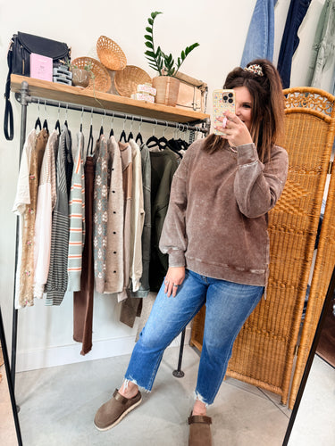 Acid Washed Double Ribbed Pullover