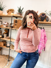 Load image into Gallery viewer, Blush Striped Henley