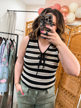 Load image into Gallery viewer, Black and Cream Bow Knit Tank