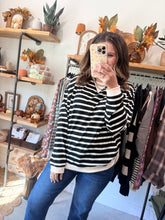 Load image into Gallery viewer, Black &amp; Cream Stripe Pullover