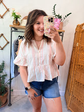 Load image into Gallery viewer, Bennie Stripe Peplum Top