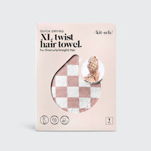 Load image into Gallery viewer, Extra Large Quick-Dry Hair Towel Wrap- Terracotta Checker