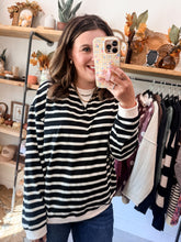 Load image into Gallery viewer, Black &amp; Cream Stripe Pullover