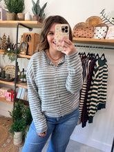Load image into Gallery viewer, Heather Grey Striped Cardigan
