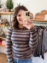Load image into Gallery viewer, Olive &amp; Navy Striped Top