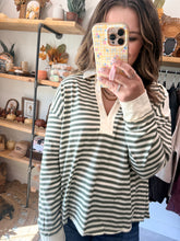 Load image into Gallery viewer, Striped Henley Pullover