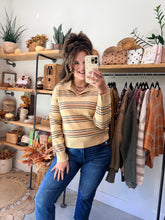 Load image into Gallery viewer, Dijon Striped Polo Sweater