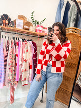 Load image into Gallery viewer, Valentine Checkered Cardigan