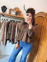 Load image into Gallery viewer, Plaid Pintuck Henley Top