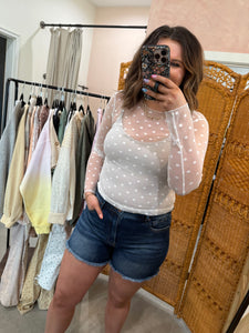 Polka Dot Mesh Top
