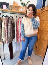 Load image into Gallery viewer, Checkered Denim Knit Sweater