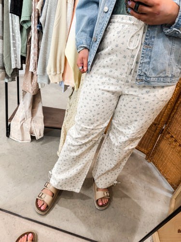 White Floral Ditsy Pants