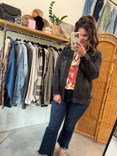 Load image into Gallery viewer, Black Frayed Denim Shirt