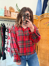 Load image into Gallery viewer, Christmas Plaid Ruffle Cardigan Top