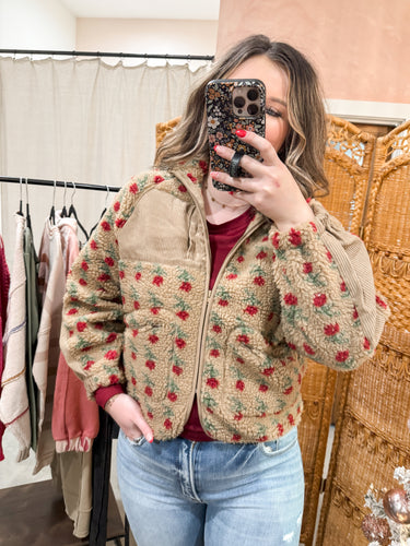 Winter Floral Sherpa Jacket