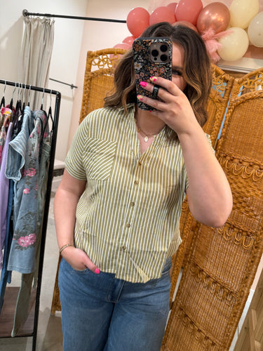 Olive Stripe Blouse