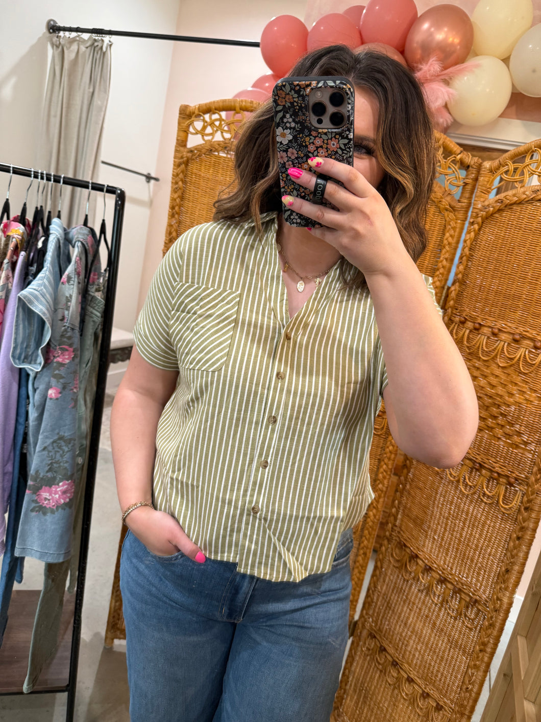Olive Stripe Blouse