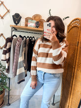 Load image into Gallery viewer, Striped Dropped Shoulder Sweater