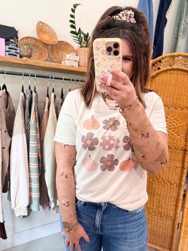 Boho Flower & Pumpkins Graphic Tee