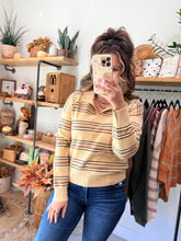 Load image into Gallery viewer, Dijon Striped Polo Sweater