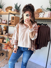 Load image into Gallery viewer, Plaid Floral Colorblock Hoodie
