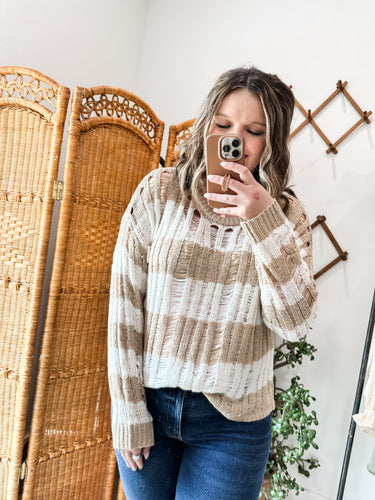 Striped Ladder Knit Sweater