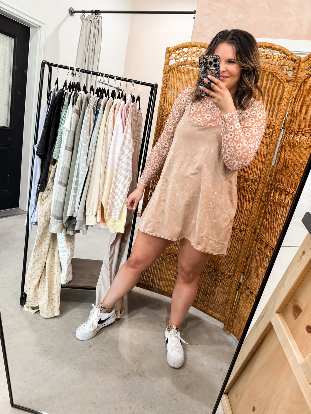 Mineral Washed Knit Dress with Shorts