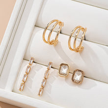 Load image into Gallery viewer, Emerald-Cut Crystal Baguette Linear &amp; Hoop Huggies | 80E6187