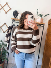 Load image into Gallery viewer, Striped Dropped Shoulder Sweater
