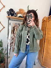 Load image into Gallery viewer, Olive Denim Jacket