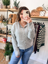 Load image into Gallery viewer, Heather Grey Striped Cardigan