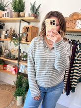 Load image into Gallery viewer, Heather Grey Striped Cardigan