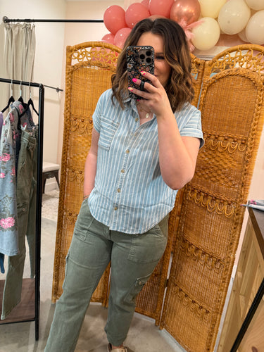Chambray Pinstripe Top