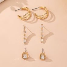 Load image into Gallery viewer, Emerald-Cut Crystal Baguette Linear &amp; Hoop Huggies | 80E6187