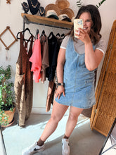 Load image into Gallery viewer, Light Washed Denim Overall Dress