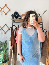 Load image into Gallery viewer, Light Washed Denim Overall Dress