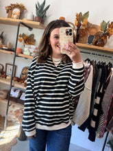 Load image into Gallery viewer, Black &amp; Cream Stripe Pullover