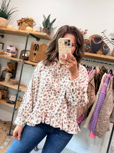 Load image into Gallery viewer, Collared Floral Peplum Top