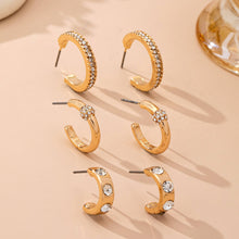 Load image into Gallery viewer, Gold-Tone Crystal Huggie Hoop Earring Set | 80E61880