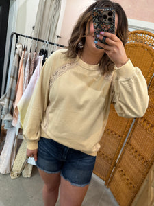 Butter Yellow Lace Sweatshirt