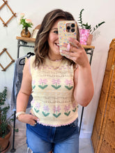 Load image into Gallery viewer, Butter Yellow Floral Sweater Vest