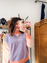 Load image into Gallery viewer, Peach Pop Stripe Pullover