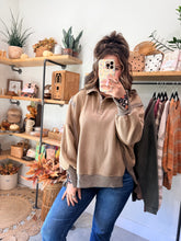 Load image into Gallery viewer, Brown Mineral Snap Collared Sweatshirt