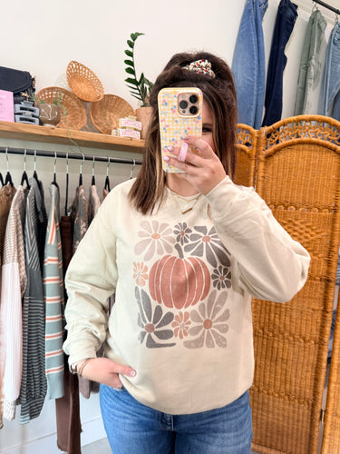 Boho Abstract Floral Pumpkin Sweatershirt