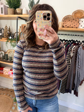 Load image into Gallery viewer, Olive &amp; Navy Striped Top