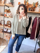 Load image into Gallery viewer, Striped Henley Pullover