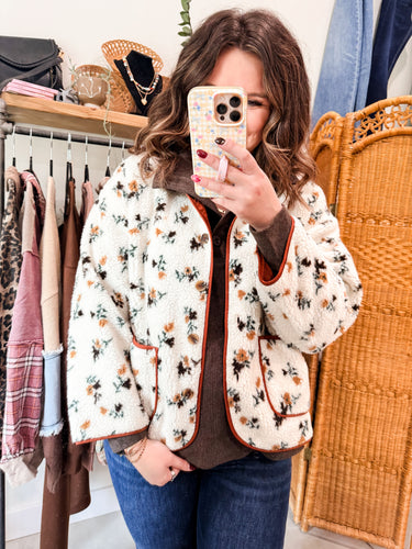 Fall Floral Sherpa Jacket