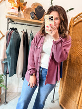 Load image into Gallery viewer, Mineral Wash Waffle Knit Button-Up Shacket