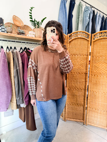 Coffee Plaid Pullover